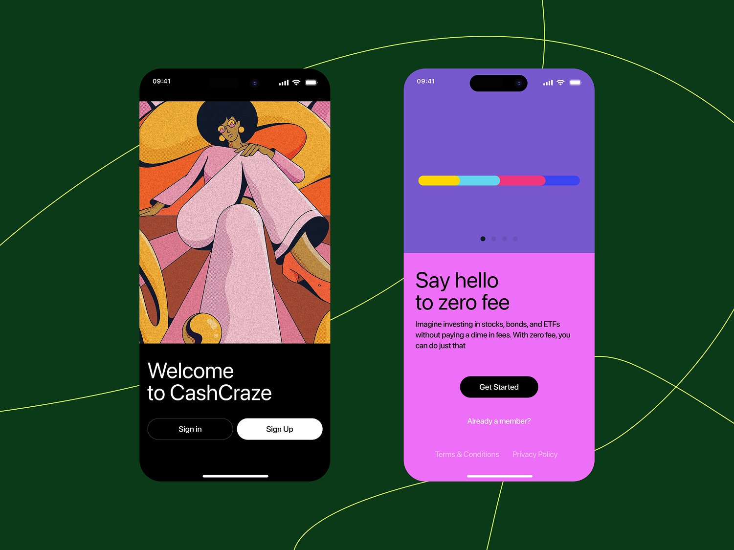 CashCraze mobile finance app UI design