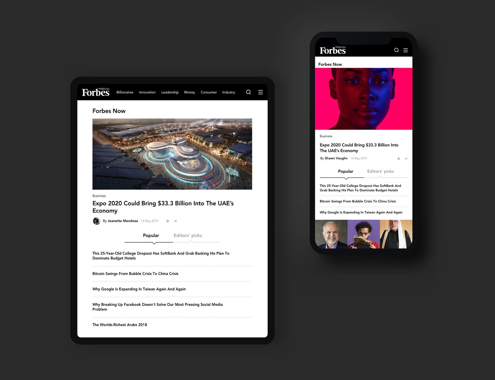 Forbes Middle East web platform redesign