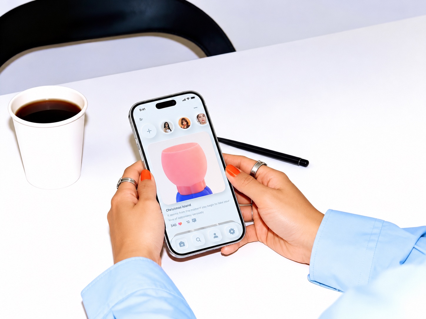 Skeuomorph — UI shown on an iPhone held in hand