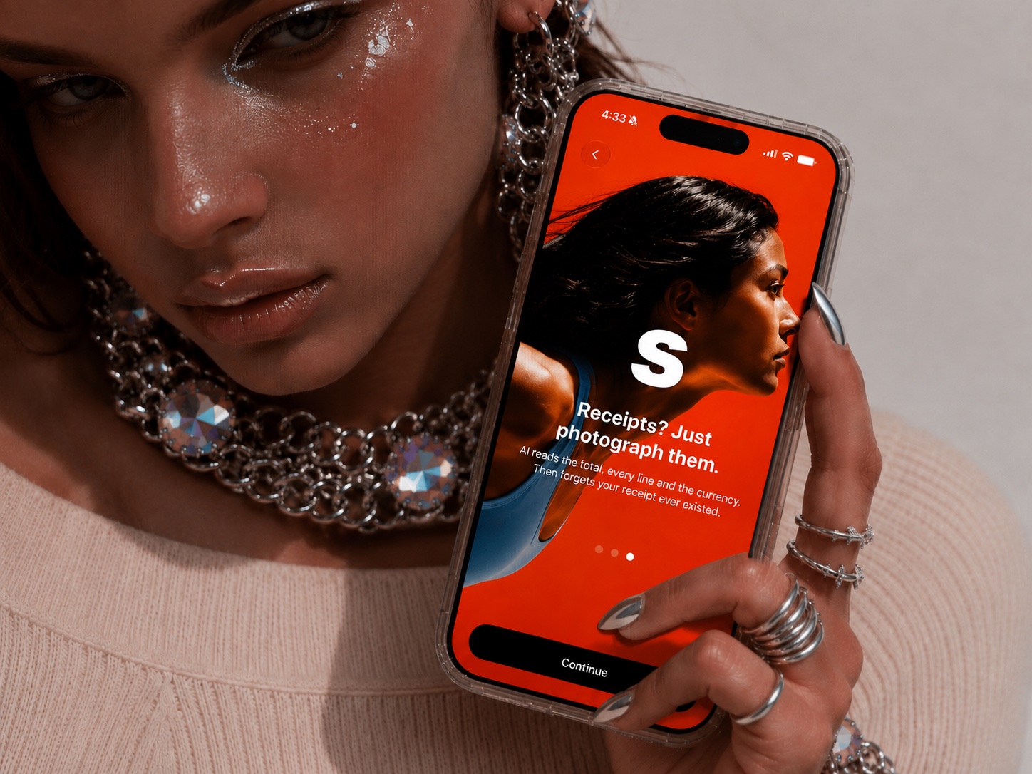 Subscrr — onboarding screen with renewal reminder, shown on iPhone