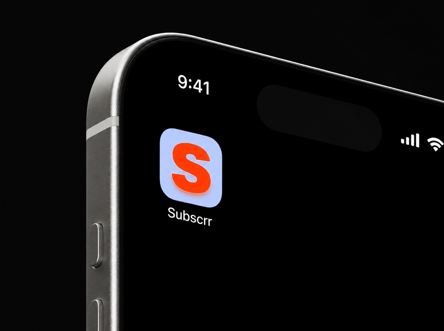Subscrr — app icon on an iPhone home screen